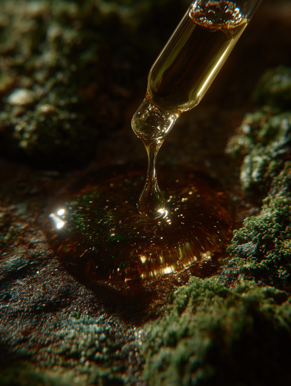 Moss + Plue Serum dropper on Moss