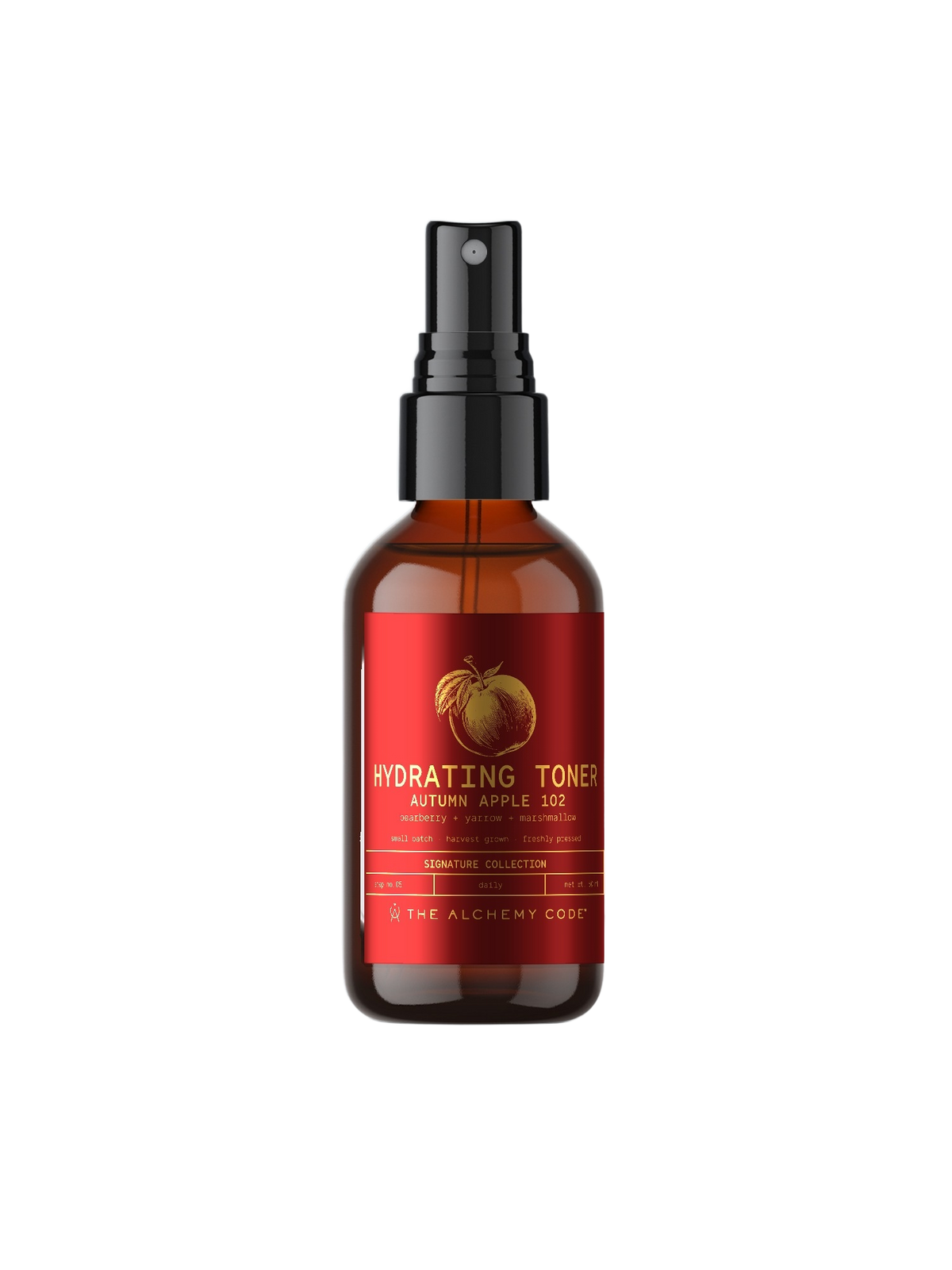 Hydrating Toner, Autumn Apple 102, amber spray bottle with red label